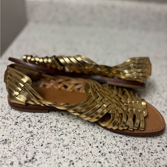 Tory Burch Women's Gold Metallic Leather Sandals Loafers - Picture 6 of 8